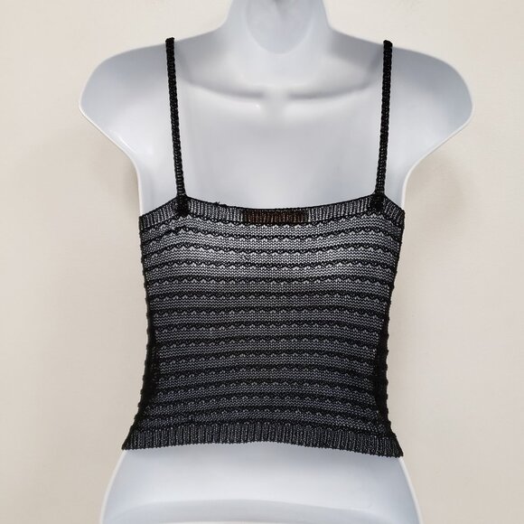 Pookie & Sebastian Womens Knit Crop Tank Size S Black Festival Boho Neutral - Picture 2 of 8